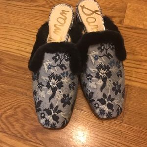 Sam Edelman Black & Gray Fur Mules